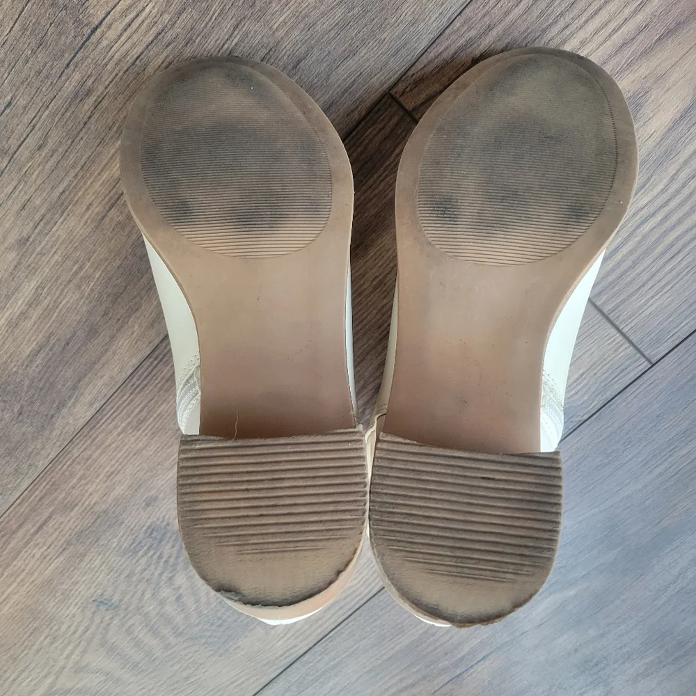 Cream Ankle Side Zipper Booties, Size 8